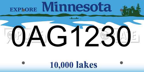 0AG1230 Minnesota License Plate