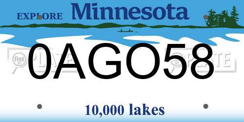 0AGO58 Minnesota License Plate