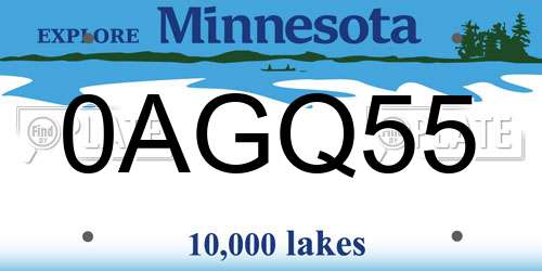 0AGQ55 Minnesota License Plate