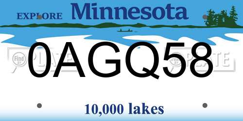 0AGQ58 Minnesota License Plate