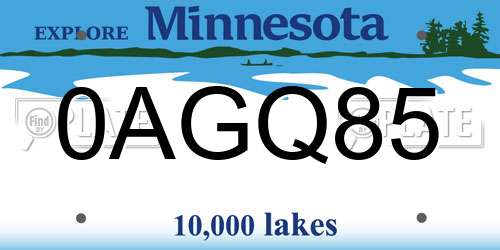 0AGQ85 Minnesota License Plate