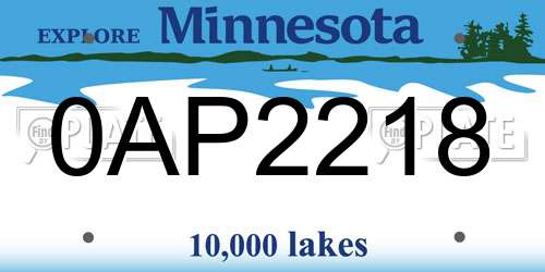 0AP2218 Minnesota License Plate