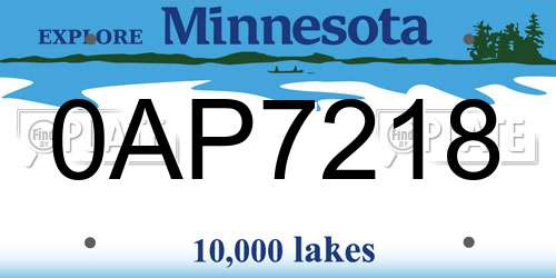 0AP7218 Minnesota License Plate