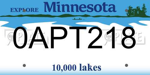 0APT218 Minnesota License Plate