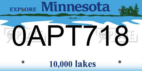 0APT718 Minnesota License Plate