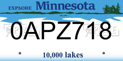 0APZ718 Minnesota License Plate