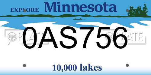 0AS756 Minnesota License Plate