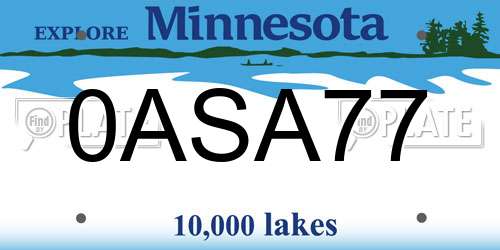 0ASA77 Minnesota License Plate