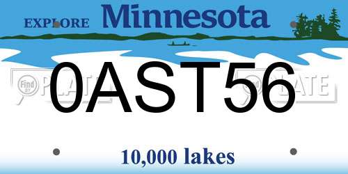 0AST56 Minnesota License Plate