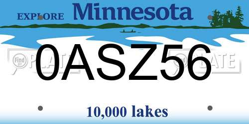 0ASZ56 Minnesota License Plate