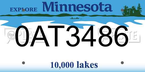 0AT3486 Minnesota License Plate
