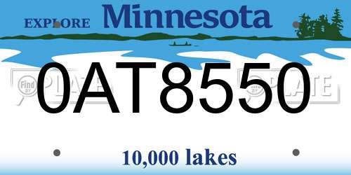 0AT8550 Minnesota License Plate