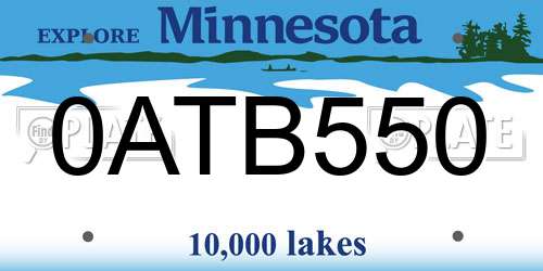0ATB550 Minnesota License Plate