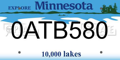 0ATB580 Minnesota License Plate