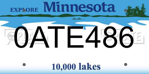 0ATE486 Minnesota License Plate
