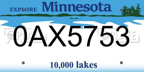 0AX5753 Minnesota License Plate