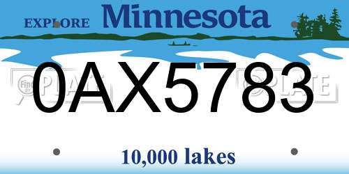 0AX5783 Minnesota License Plate