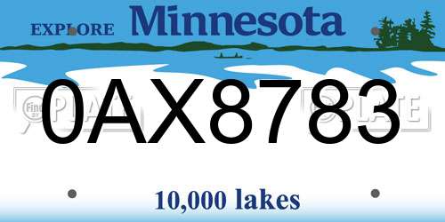 0AX8783 Minnesota License Plate
