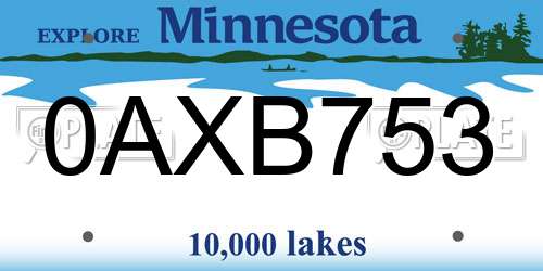 0AXB753 Minnesota License Plate