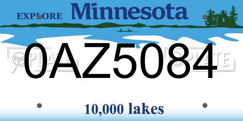 0AZ5084 Minnesota License Plate