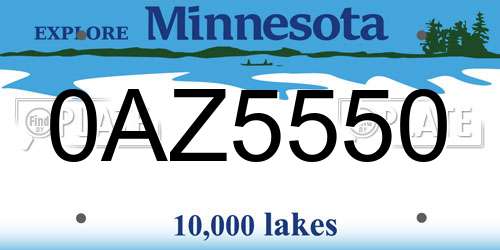 0AZ5550 Minnesota License Plate