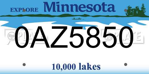 0AZ5850 Minnesota License Plate
