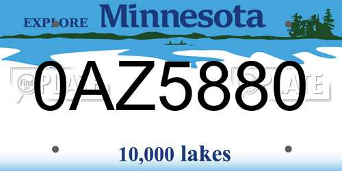 0AZ5880 Minnesota License Plate