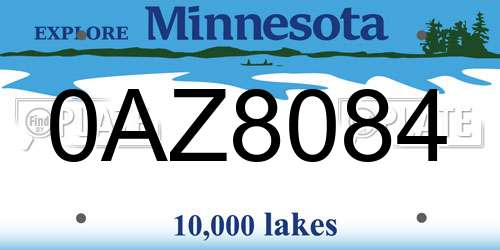 0AZ8084 Minnesota License Plate