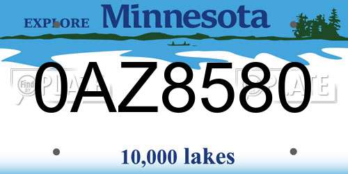 0AZ8580 Minnesota License Plate