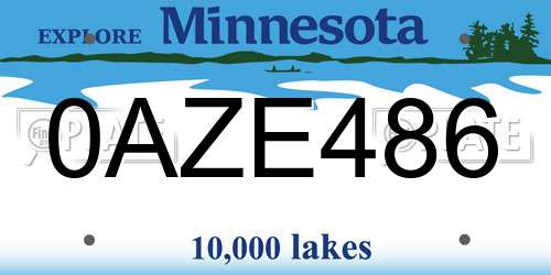 0AZE486 Minnesota License Plate