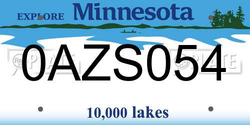 0AZS054 Minnesota License Plate