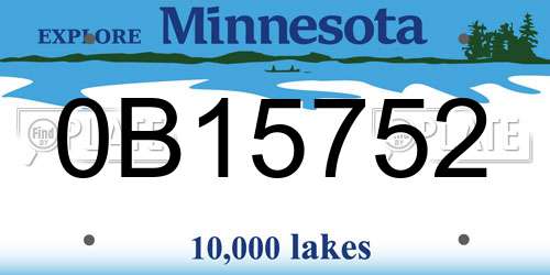0B15752 Minnesota License Plate