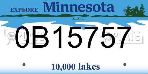 0B15757 Minnesota License Plate