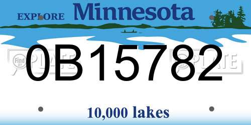 0B15782 Minnesota License Plate