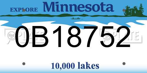 0B18752 Minnesota License Plate