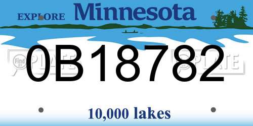 0B18782 Minnesota License Plate