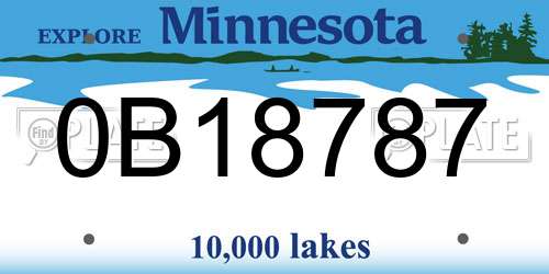 0B18787 Minnesota License Plate