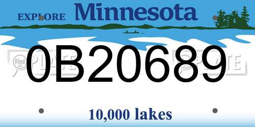 0B20689 Minnesota License Plate