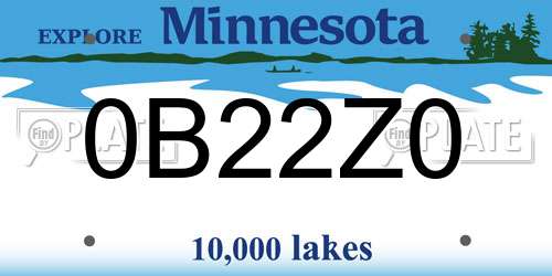 0B22Z0 Minnesota License Plate