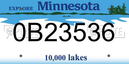 0B23536 Minnesota License Plate