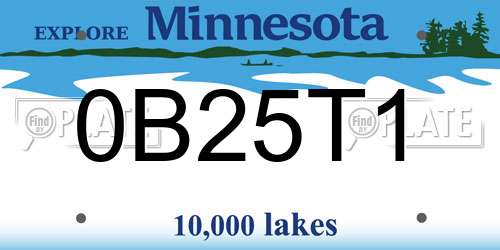 0B25T1 Minnesota License Plate
