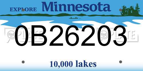 0B26203 Minnesota License Plate