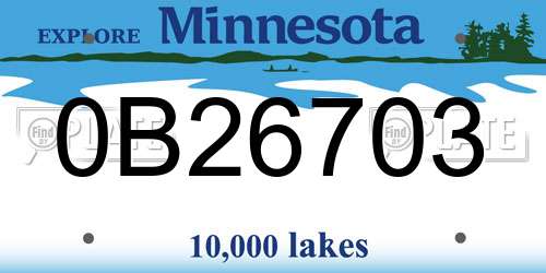 0B26703 Minnesota License Plate