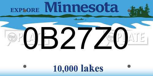 0B27Z0 Minnesota License Plate