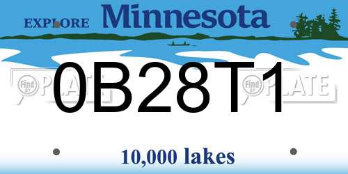 0B28T1 Minnesota License Plate