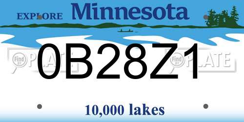 0B28Z1 Minnesota License Plate