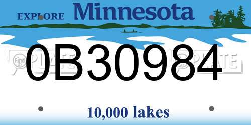 0B30984 Minnesota License Plate