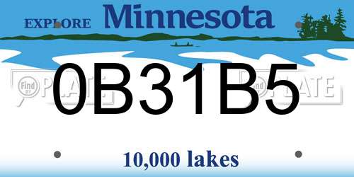 0B31B5 Minnesota License Plate