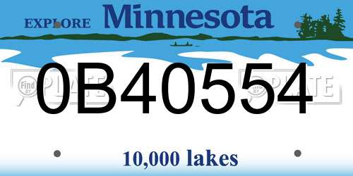 0B40554 Minnesota License Plate