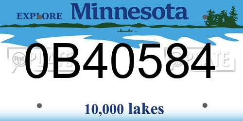0B40584 Minnesota License Plate